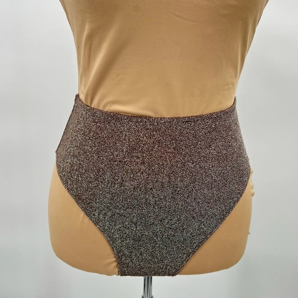 NWT skims chocolate brown metallic shimmer highwaisted bikini bottoms XXS beach